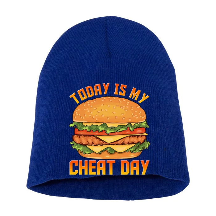 Funny Today Is My Cheat Day Burger Cheeseburger Hamburger Gift Short Acrylic Beanie