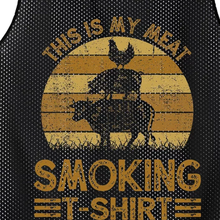 Funny This Is My Meat Smoking Bbq Barbeque Dad Mesh Reversible Basketball Jersey Tank