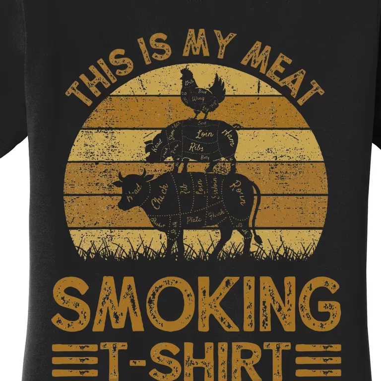 Funny This Is My Meat Smoking Bbq Barbeque Dad Women's T-Shirt