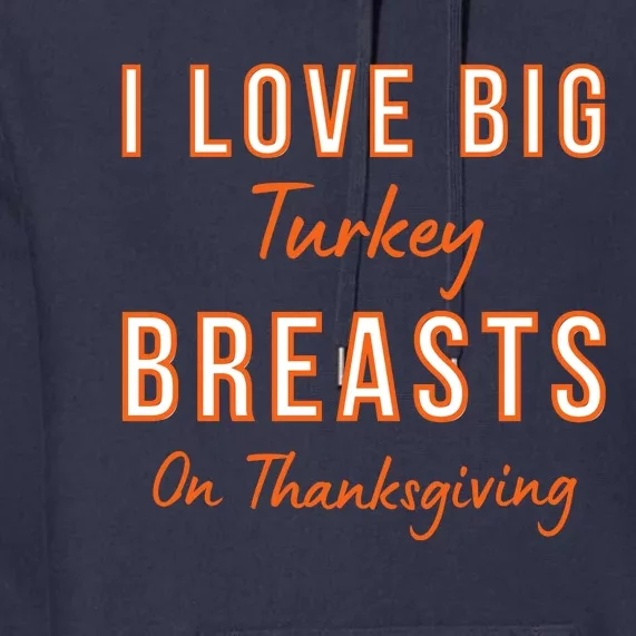 Funny Thanksgiving I Love Big Turkey Breasts On Thanksgiving Premium Hoodie