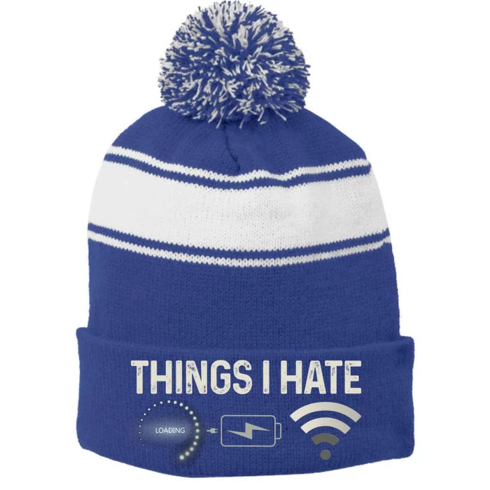 Funny Things I Hate Programmer Cool Gift Stripe Pom Pom Beanie