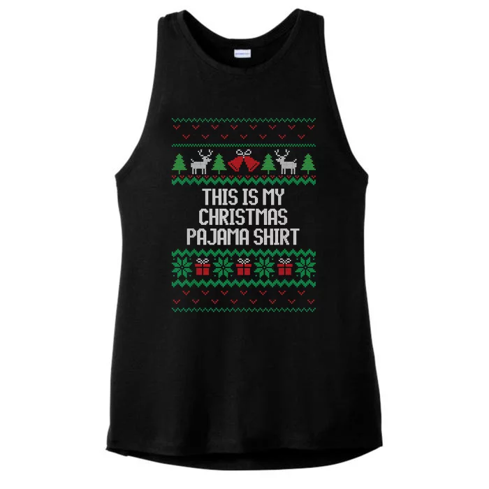 Funny This Is My Christmas Pajama Ladies Tri-Blend Wicking Tank