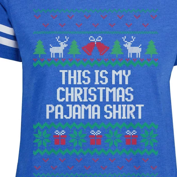 Funny This Is My Christmas Pajama Enza Ladies Jersey Football T-Shirt