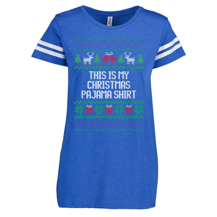 Funny This Is My Christmas Pajama Enza Ladies Jersey Football T-Shirt