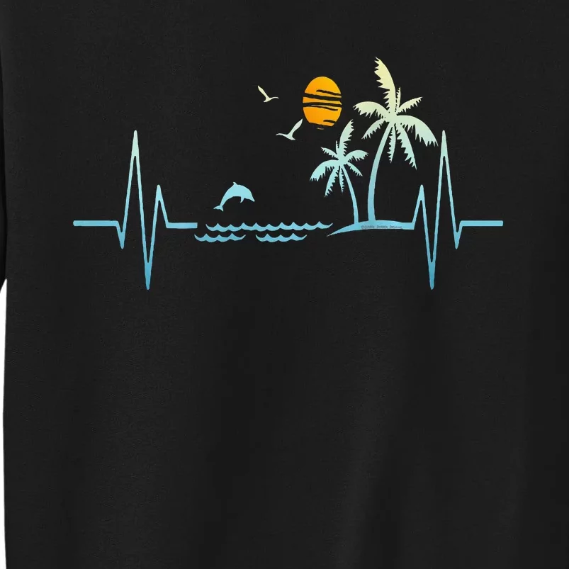 Front Tropical Island Back Heartbeat Beach Island Sunset Tall Sweatshirt