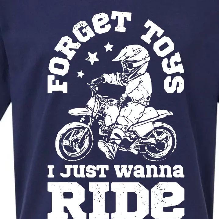 Forget Toys I Just Wanna Ride Dirt Bike Rider Boys Motocross Sueded Cloud Jersey T-Shirt