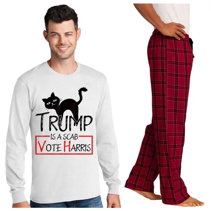 Funny Trump Is A Scab Vote Harris Walz Long Sleeve Pajama Set