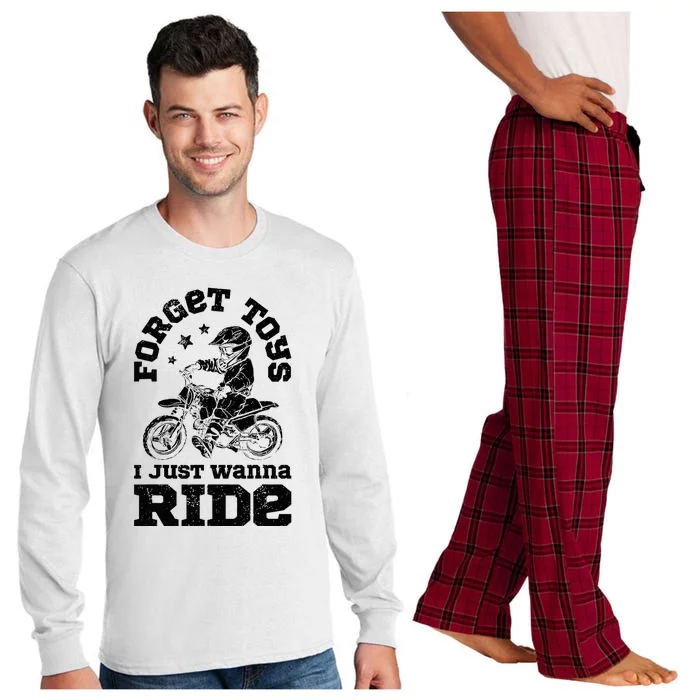 Forget Toys I Just Wanna Ride Dirt Bike Rider Motocross Long Sleeve Pajama Set