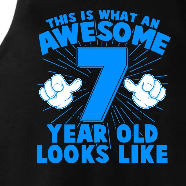 Funny This Is What An Awesome 7 Year Old Looks Like Birthday Ladies Tri-Blend Wicking Tank