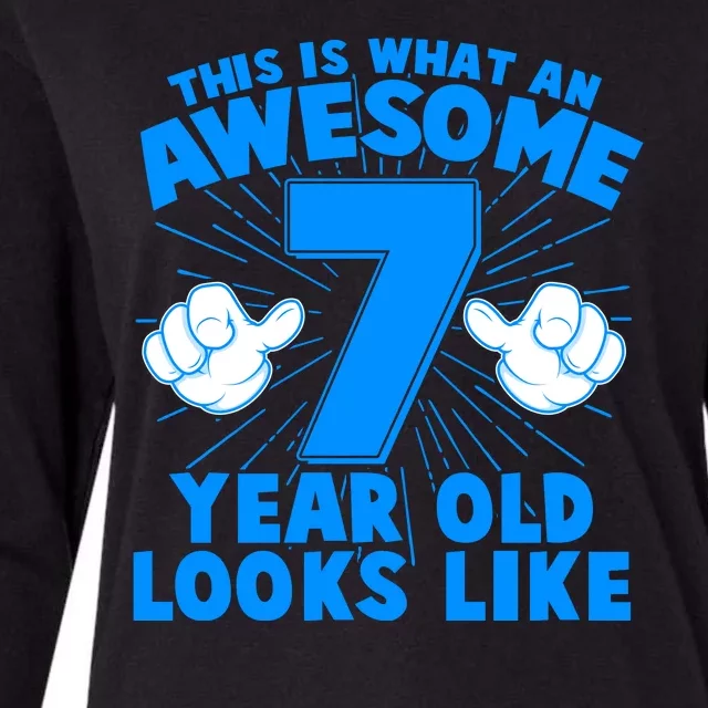 Funny This Is What An Awesome 7 Year Old Looks Like Birthday Womens Cotton Relaxed Long Sleeve T-Shirt