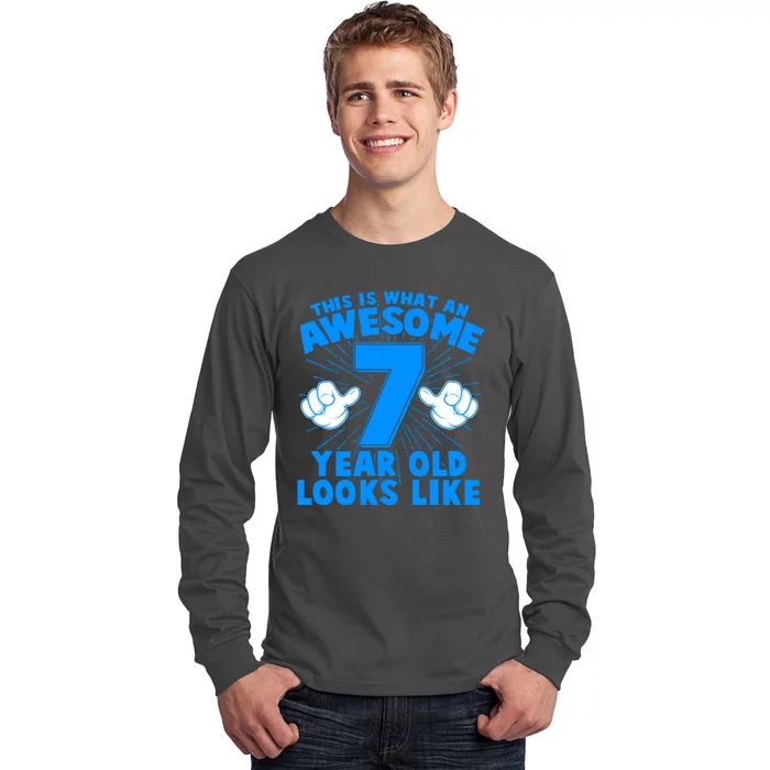 Funny This Is What An Awesome 7 Year Old Looks Like Birthday Long Sleeve Shirt