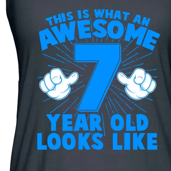 Funny This Is What An Awesome 7 Year Old Looks Like Birthday Ladies Essential Flowy Tank