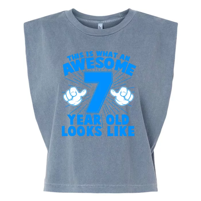 Funny This Is What An Awesome 7 Year Old Looks Like Birthday Garment-Dyed Women's Muscle Tee