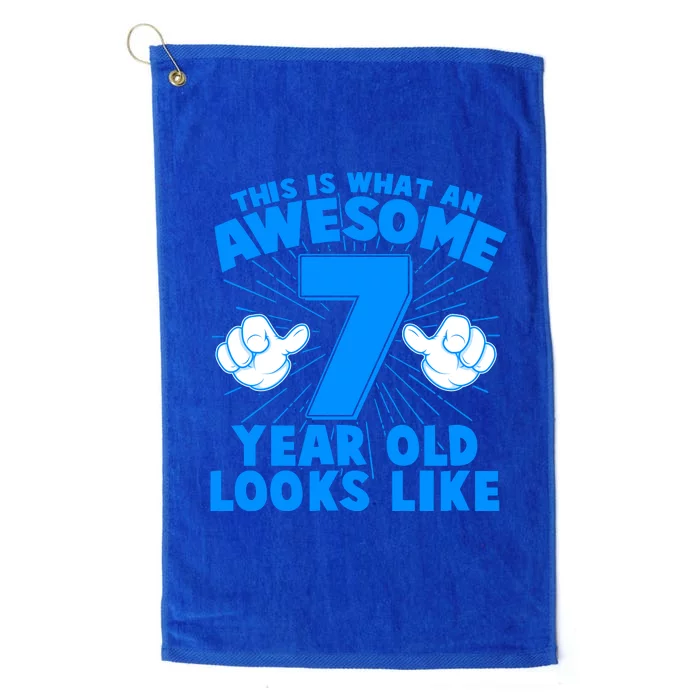 Funny This Is What An Awesome 7 Year Old Looks Like Birthday Platinum Collection Golf Towel