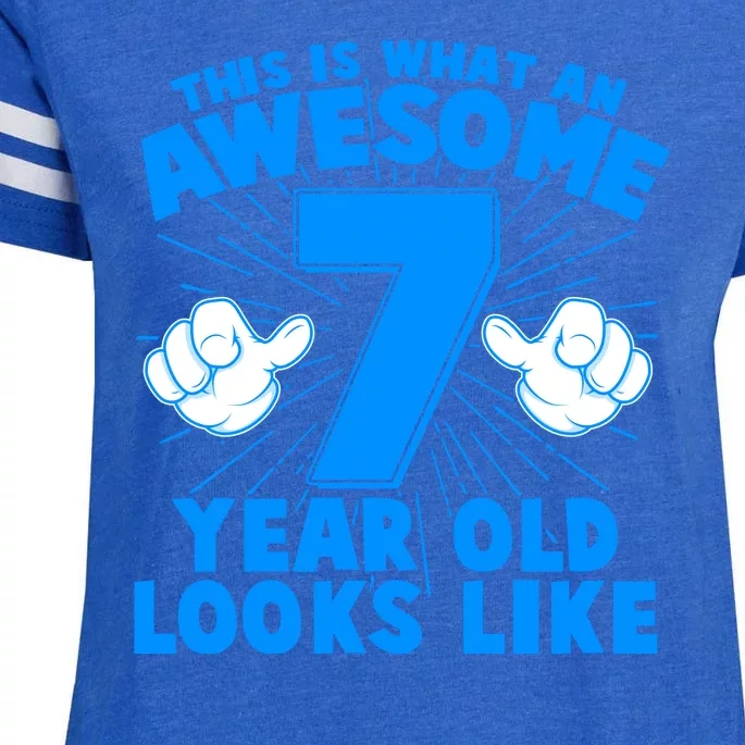 Funny This Is What An Awesome 7 Year Old Looks Like Birthday Enza Ladies Jersey Football T-Shirt