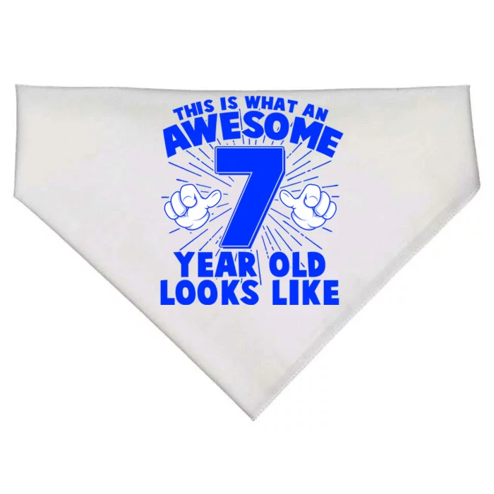 Funny This Is What An Awesome 7 Year Old Looks Like Birthday USA-Made Doggie Bandana