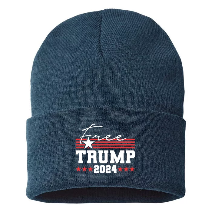 Free Trump Indictment Support Donald Trump 2024 Sustainable Knit Beanie