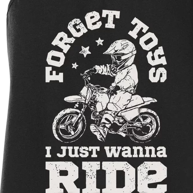 Forget Toys I Just Wanna Ride Dirt Bike Rider Motocross Women's Racerback Tank