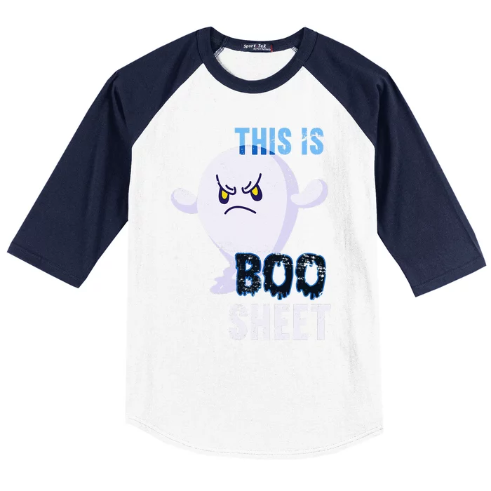 Funny This Is Boo Sheet Spooky Ghost Gift Halloween Baseball Sleeve Shirt