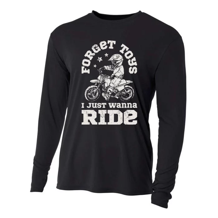 Forget Toys I Just Wanna Ride Dirt Bike Rider Motocross Cooling Performance Long Sleeve Crew