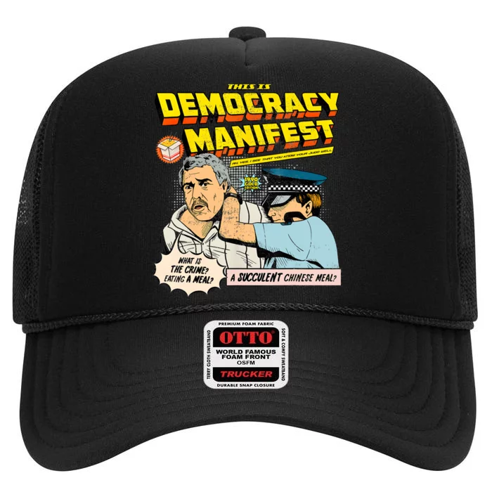 Funny This Is Democracy Manifest High Crown Mesh Trucker Hat