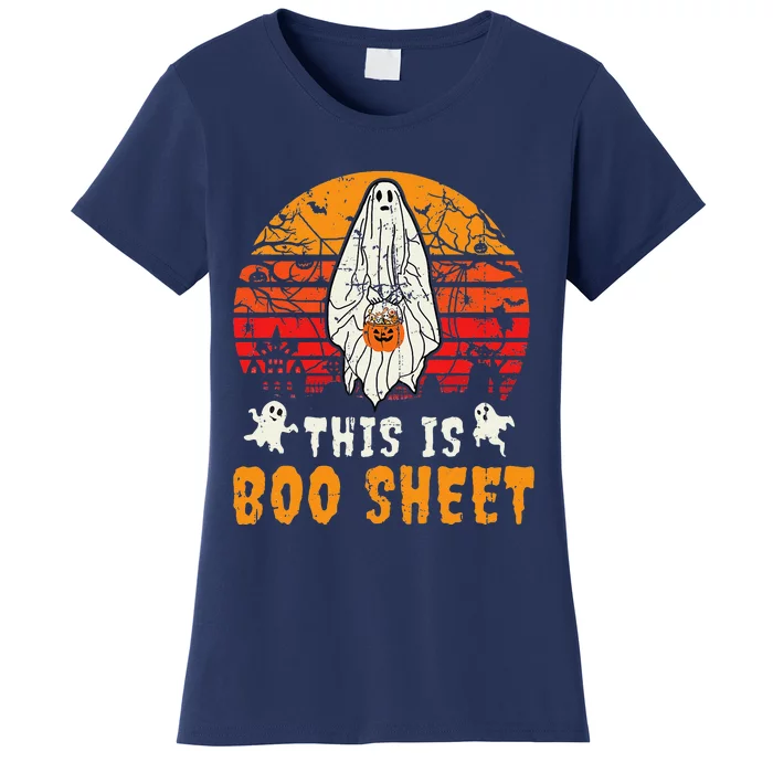 Funny This Is Boo Sheet Spooky Ghost Halloween Pun Costume Women's T-Shirt