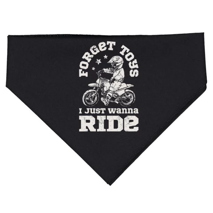 Forget Toys I Just Wanna Ride Dirt Bike Rider Motocross USA-Made Doggie Bandana