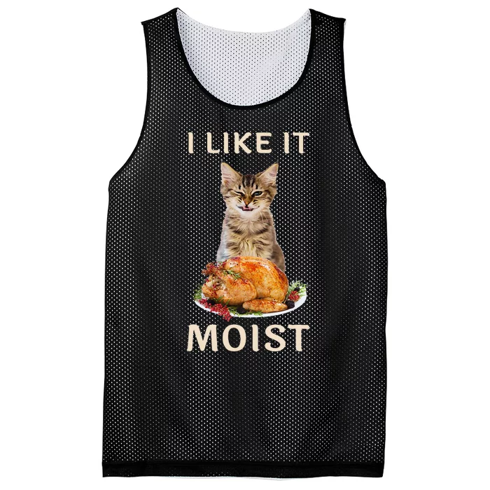 Funny Thanksgiving I Like It Moist Turkey Dinner Cat Mesh Reversible Basketball Jersey Tank