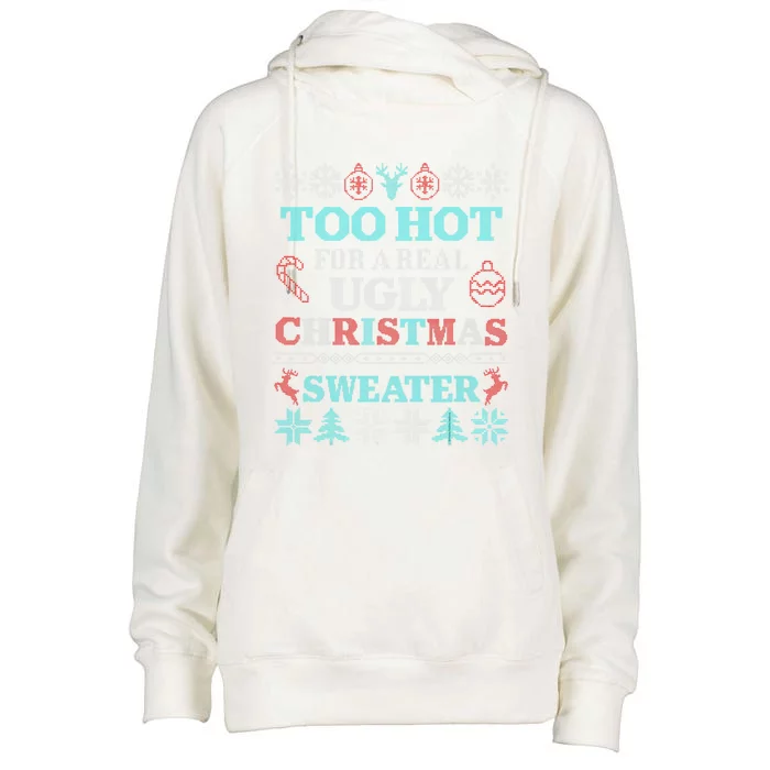 Funny This Is My ItS Too Hot For Ugly Christmas Sweaters Gift Womens Funnel Neck Pullover Hood