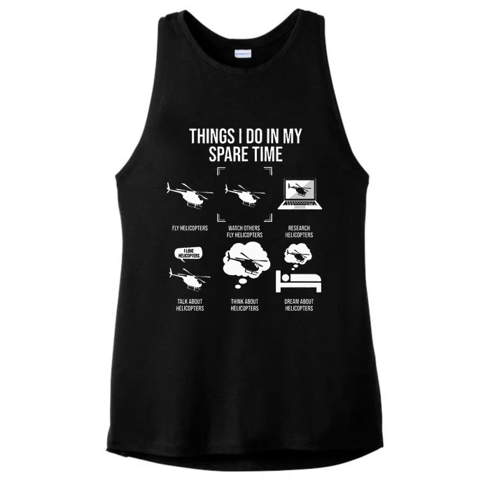 funny Things I Do In My Spare Time Helicopter Pilot Ladies Tri-Blend Wicking Tank