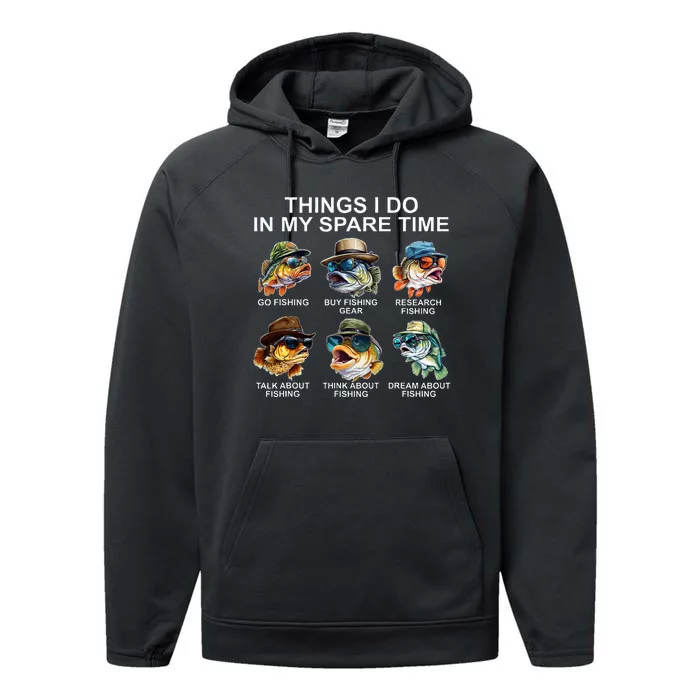 Funny Things I Do In My Spare Time Fishing Performance Fleece Hoodie