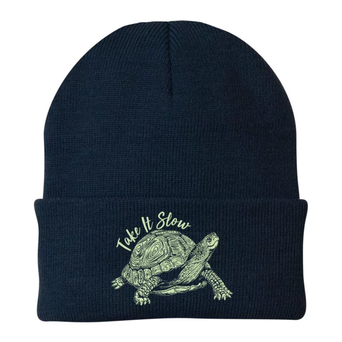 Funny Take It Slow Turtle Tortoise Knit Cap Winter Beanie