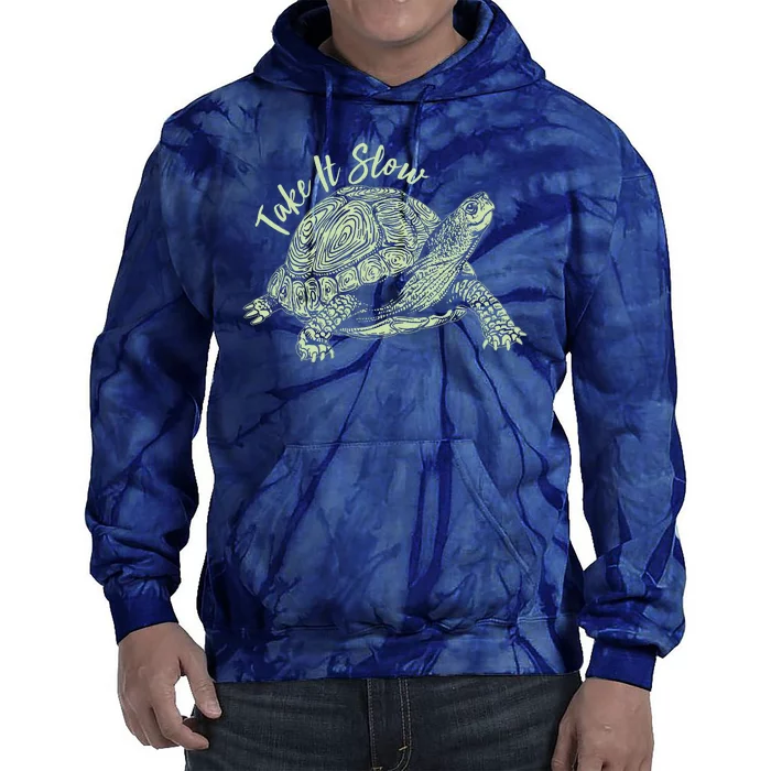 Funny Take It Slow Turtle Tortoise Tie Dye Hoodie