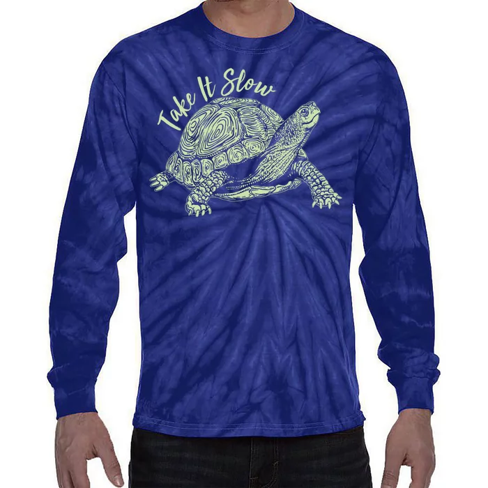 Funny Take It Slow Turtle Tortoise Tie-Dye Long Sleeve Shirt