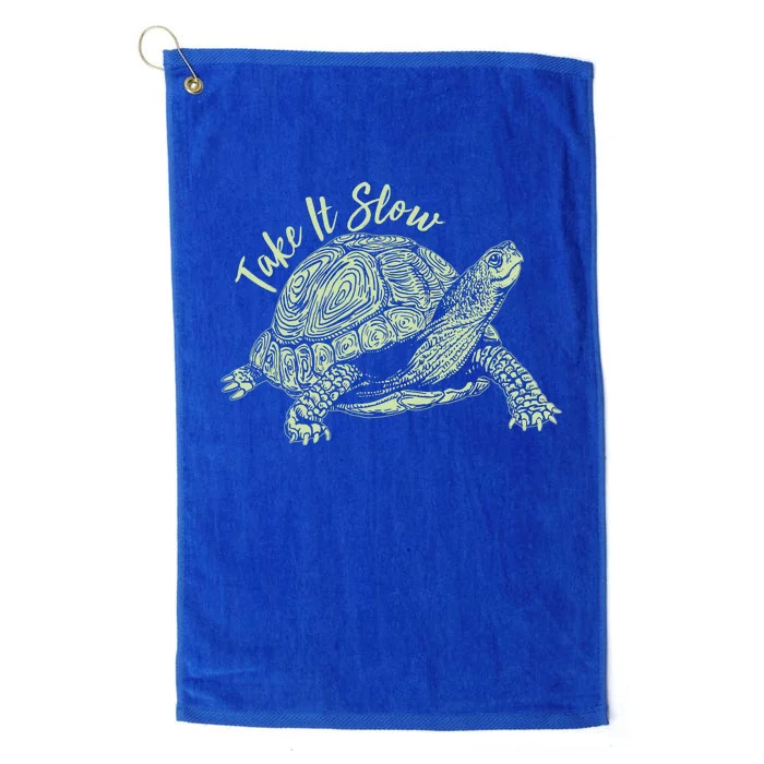 Funny Take It Slow Turtle Tortoise Platinum Collection Golf Towel