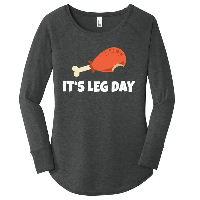 Funny Turkey ItS Leg Day Thanksgiving Workout Women's Perfect Tri Tunic Long Sleeve Shirt