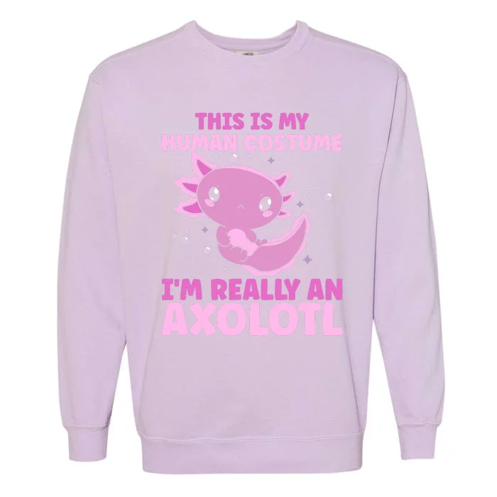 Funny This Is My Human Costume IM Really An Axolotl Lover Garment-Dyed Sweatshirt