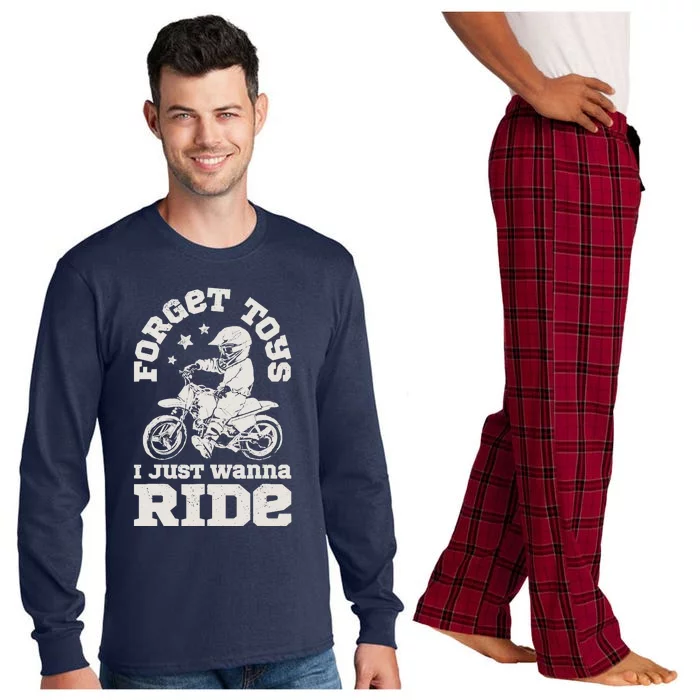 Forget Toys I Just Wanna Ride Dirt Bike Rider Boy Motocross Long Sleeve Pajama Set