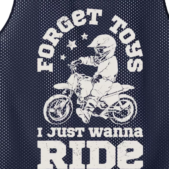 Forget Toys I Just Wanna Ride Dirt Bike Rider Boy Motocross Mesh Reversible Basketball Jersey Tank