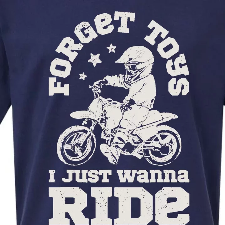 Forget Toys I Just Wanna Ride Dirt Bike Rider Boy Motocross Sueded Cloud Jersey T-Shirt