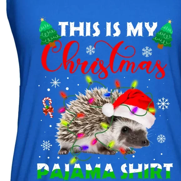 Funny This Is My Christmas Pajama Gift Hedgehog Red Plaid Gift Ladies Essential Flowy Tank