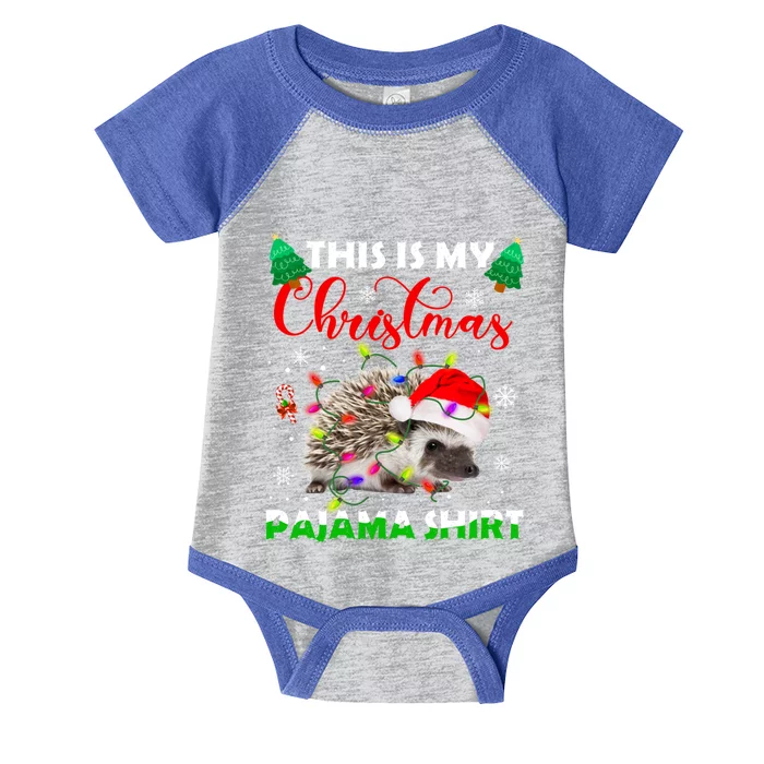 Funny This Is My Christmas Pajama Gift Hedgehog Red Plaid Gift Infant Baby Jersey Bodysuit