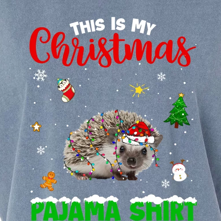 Funny This Is My Christmas Pajama Cool Gift Hedgehog Red Plaid Gift Garment-Dyed Women's Muscle Tee