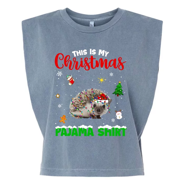 Funny This Is My Christmas Pajama Cool Gift Hedgehog Red Plaid Gift Garment-Dyed Women's Muscle Tee