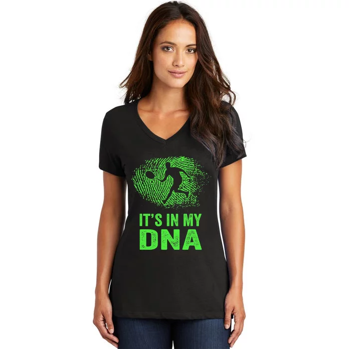 Funny Tennis It's In My DNA Fingerprint Women's V-Neck T-Shirt