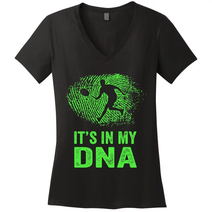 Funny Tennis It's In My DNA Fingerprint Women's V-Neck T-Shirt