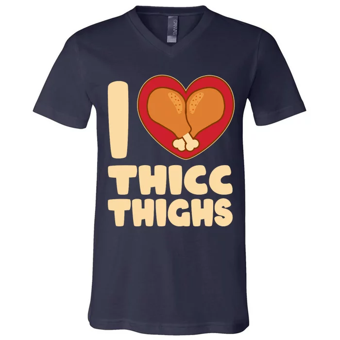 Funny Thanksgiving I Heart Thicc Thighs V-Neck T-Shirt