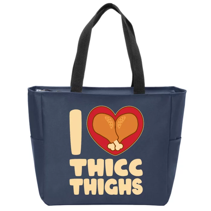 Funny Thanksgiving I Heart Thicc Thighs Zip Tote Bag