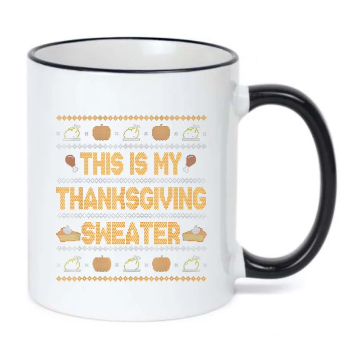 Funny This Is My Gift Ugly Thanksgiving Sweater Gift Black Color Changing Mug