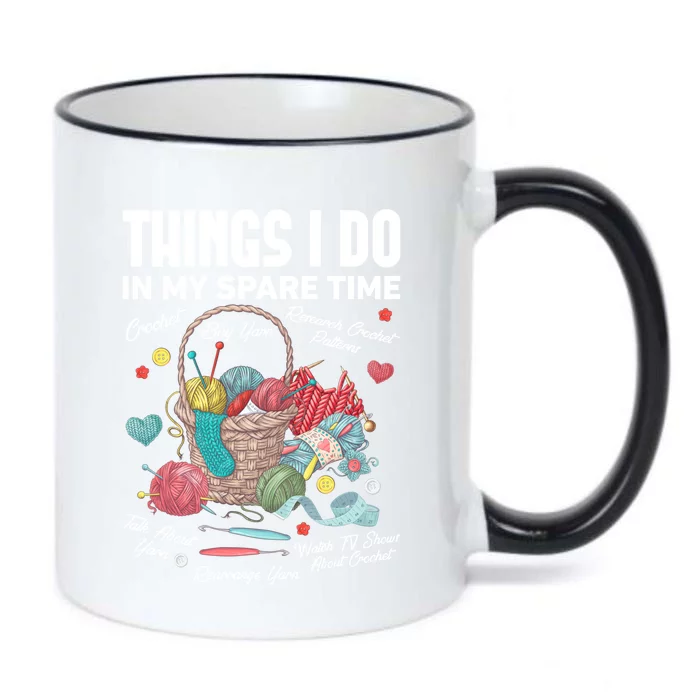 Funny Things I Do In My Spare Time Knitter Crocheting Lover Gift Black Color Changing Mug